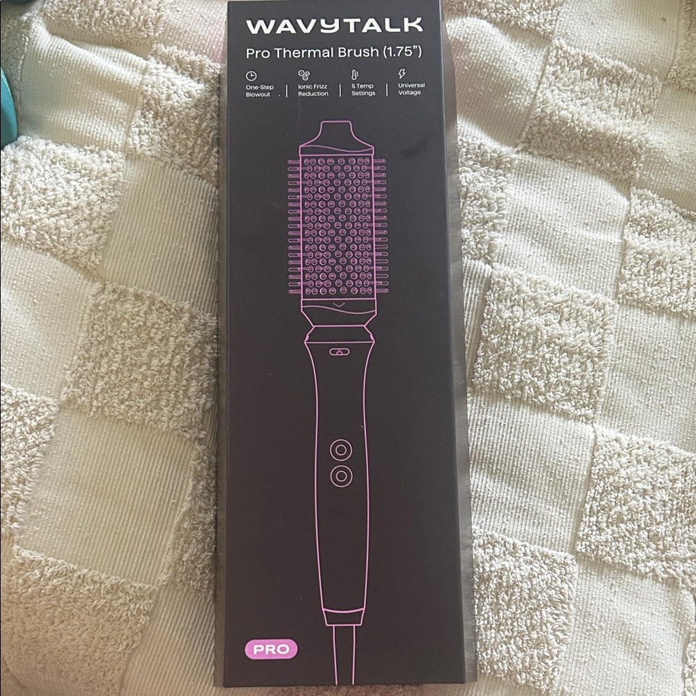 WavyTalk Pro Thermal Brush (1.75") - Black with Pink Accents
